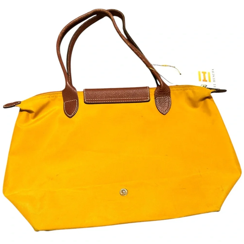 LONGCHAMP MUSTARD YELLOW AND BROWN LEATHER SHOULDER BAG - Picture 5 of 9